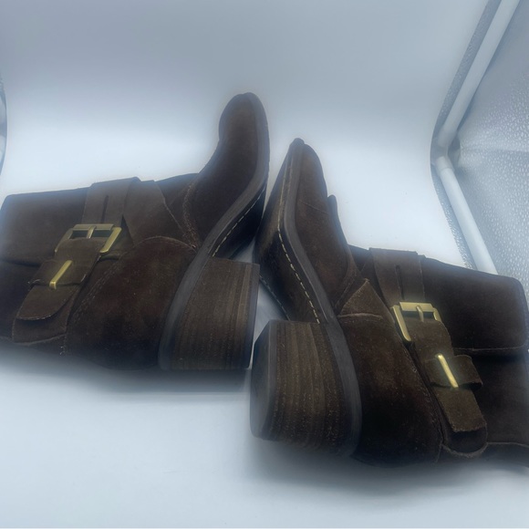 Donald J Pliner Diem Brown Suede Distressed Ankle Biker Boot Women’s Sz 7 - Picture 6 of 10